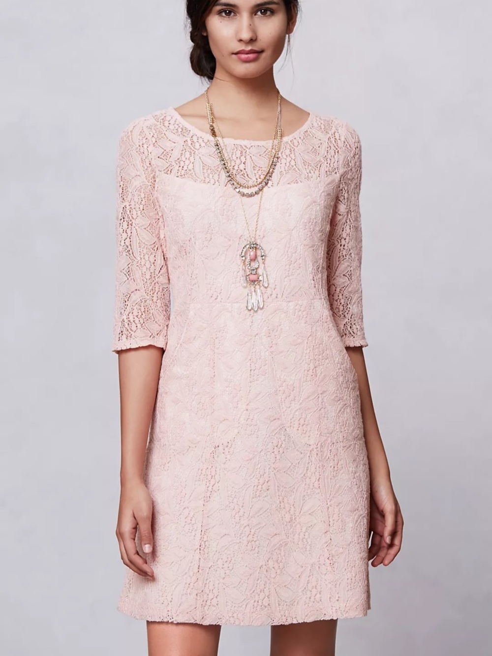 Anthropologie Maeve Lefkara Pink Lace Dress Size S